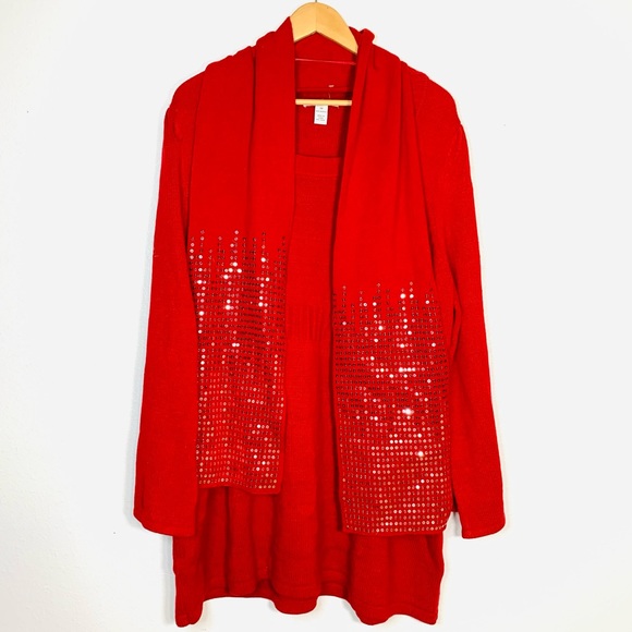 Style & Co Knit Dress Scarf 2pc Embellished TUNIC 3X - Picture 1 of 4